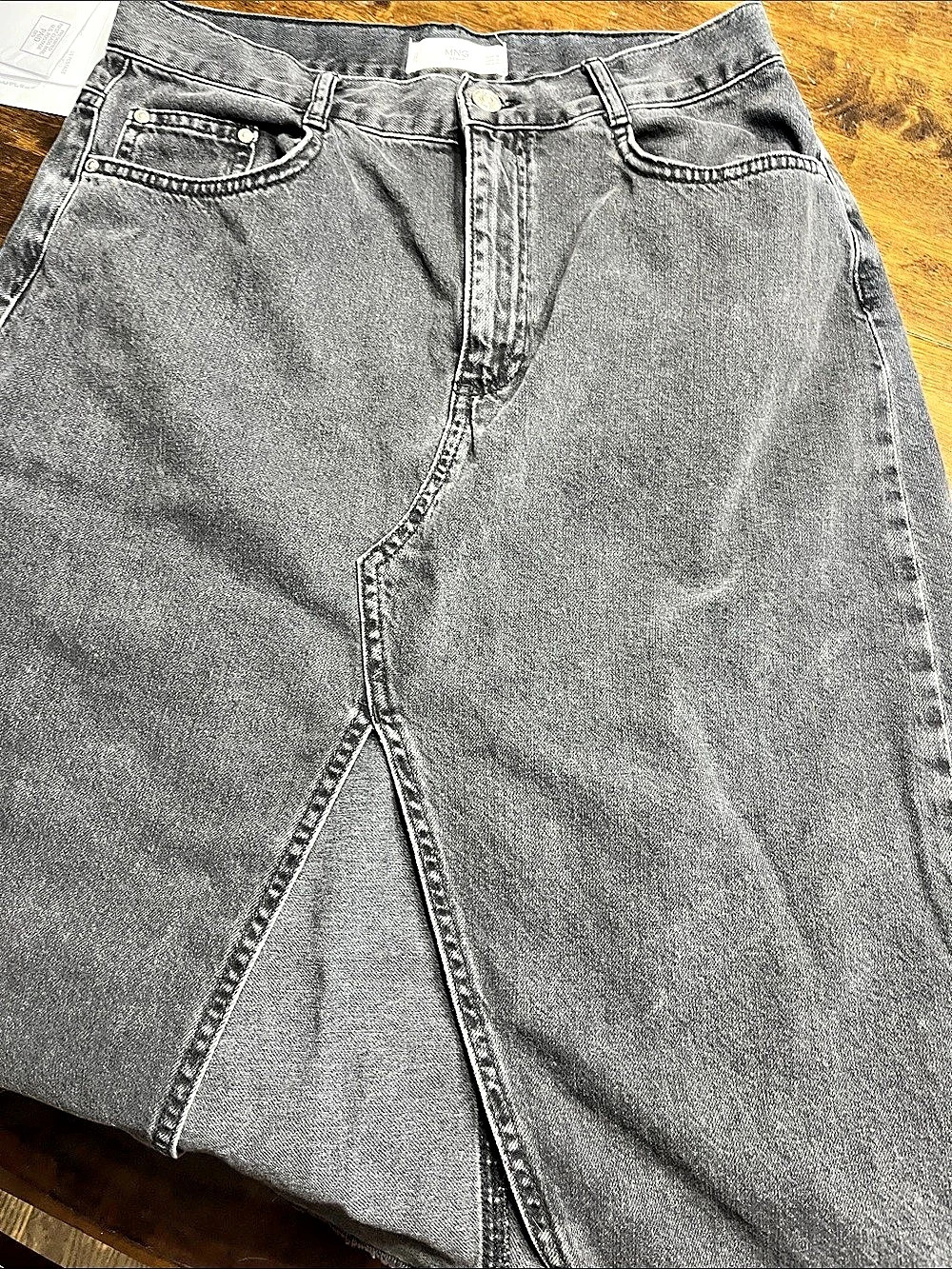 MNG Gray Denim Maxi Skirt Size Medium
